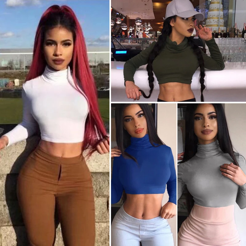 Trendy Sexy Women Gym Crop Tops Long Sleeve Workout Fitness Running Sport T-Shirts | Женская одежда