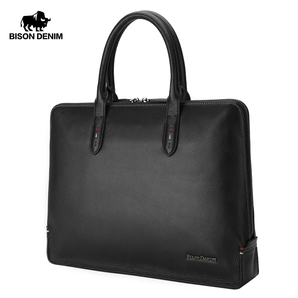BISON джинсовые портфели из натуральной кожи 14 &quotСумка для ноутбука мужская