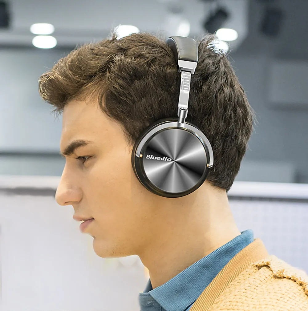 Оригинальная Bluedio T4S Беспроводная bluetooth-гарнитура с активным шумоподавлением, Hi-Fi Двусторонняя стереогарнитура с микрофоном для телефонов