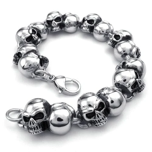 2017 Hot Selling NEW Fashion jewelry Titanium Stainless steel Classic Biker Men's Skull heavy Bracelet/Bangles|heavy bracelet|bracelet