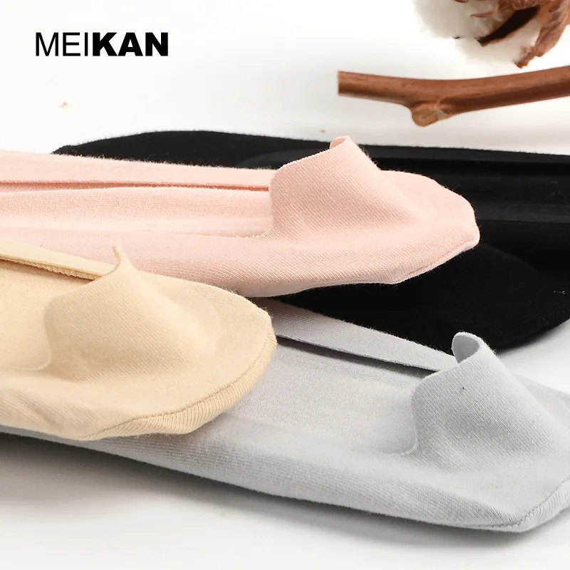 MKJC1904 MEIKAN Brand Women Invisible Socks Combed Cotton Non-slip High-Quality Fashion Soft Breathable Girl Sox Slippers Summer