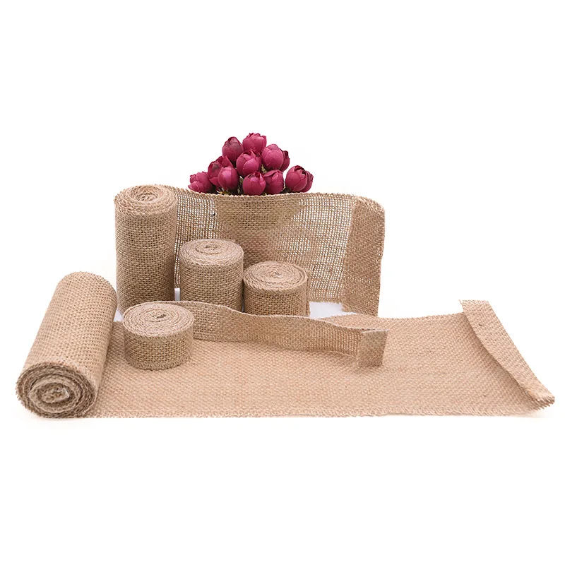 Натуральный джут мешковины Hessian рулоны деревенский для свадьбы DIY Decora Рождество Хэллоуин день рождения оберточная бумага для подарков с цветами вечерние принадлежности
