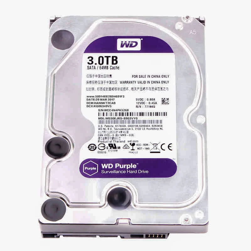 Цифровой жесткий диск для системы видеонаблюдения WD фиолетовый SATA 6 0 3 ТБ 5 дюйма