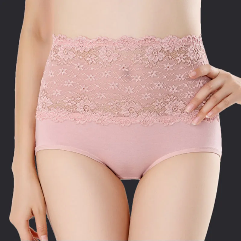 4 шт./лот женские эластичные трусы однотонные кружевные трусы-плавки с высокой