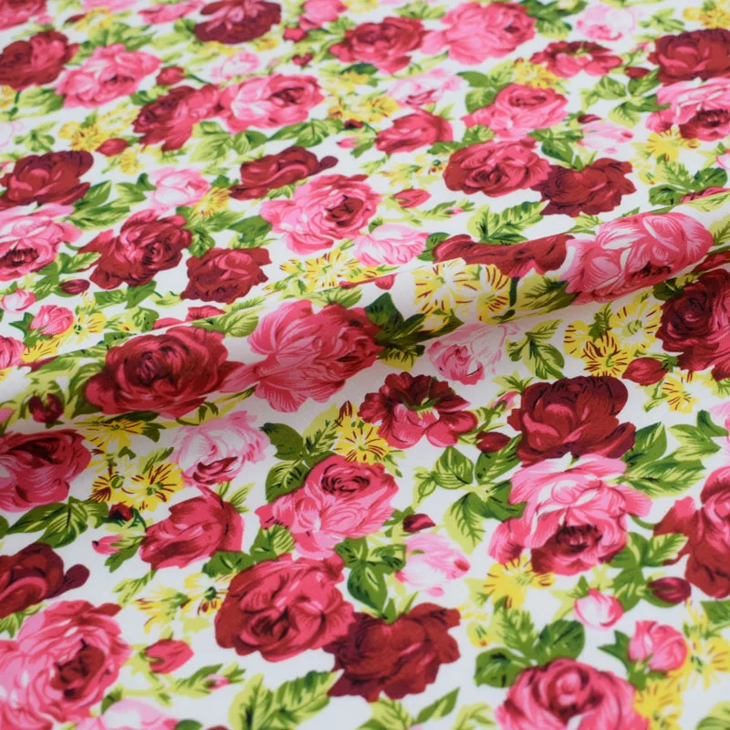 Белая Нижняя Цветочная реактивная окрашенная ткань из чистого хлопка для летних