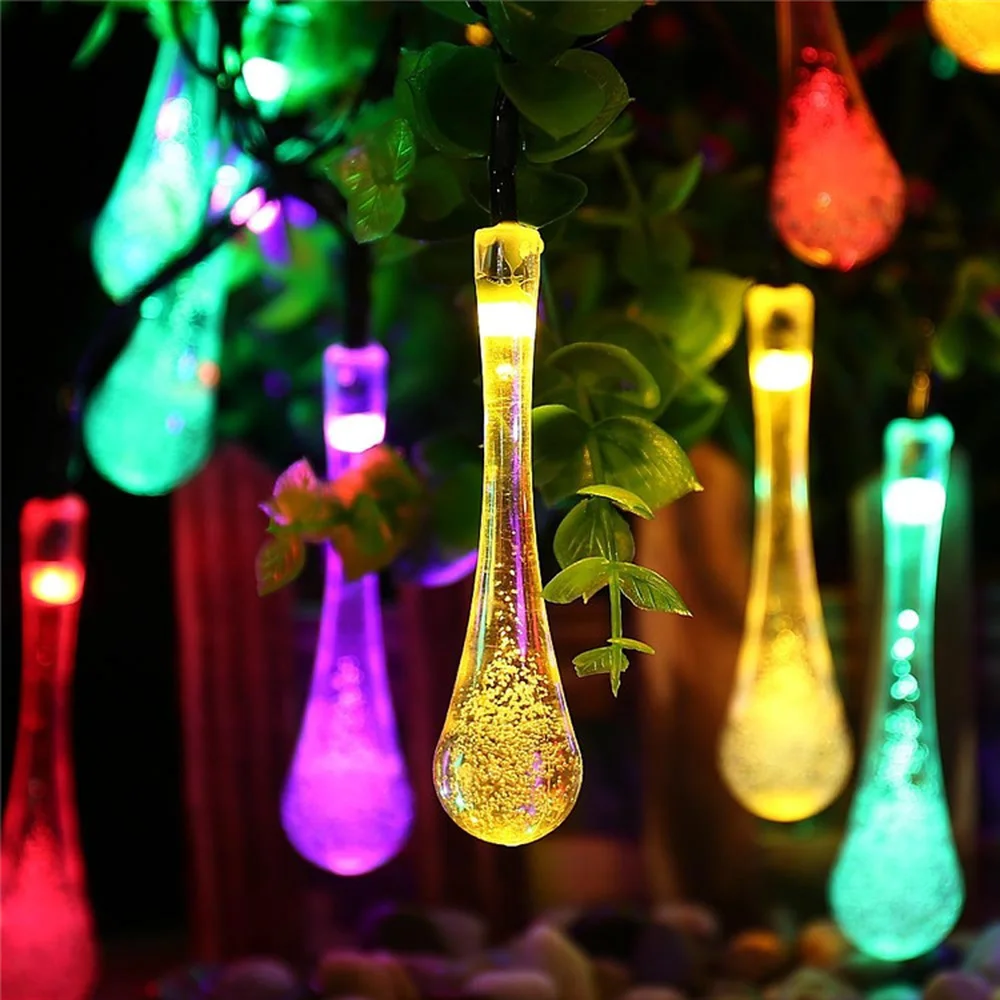 LED Solar Powered Fairy Lights Outdoor 20 / 30 50 Water Drop Led String Light Christmas Garden Decoration Holiday Lighting | Лампы и