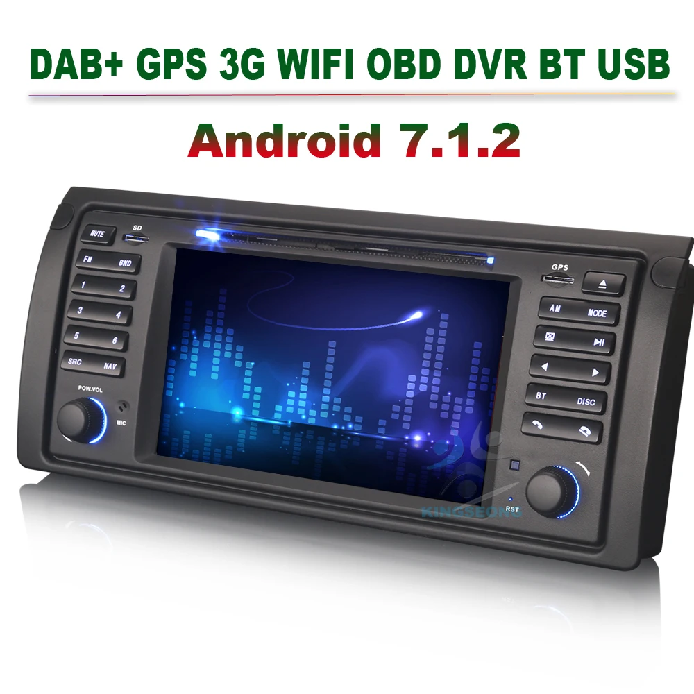 Автомобильный DVD плеер 4 ядра Android 7.1.2 GPS Sat Nav для BMW 5 серии E39 X5 E53 M5 3G DAB + WIFI OBD CANBUS