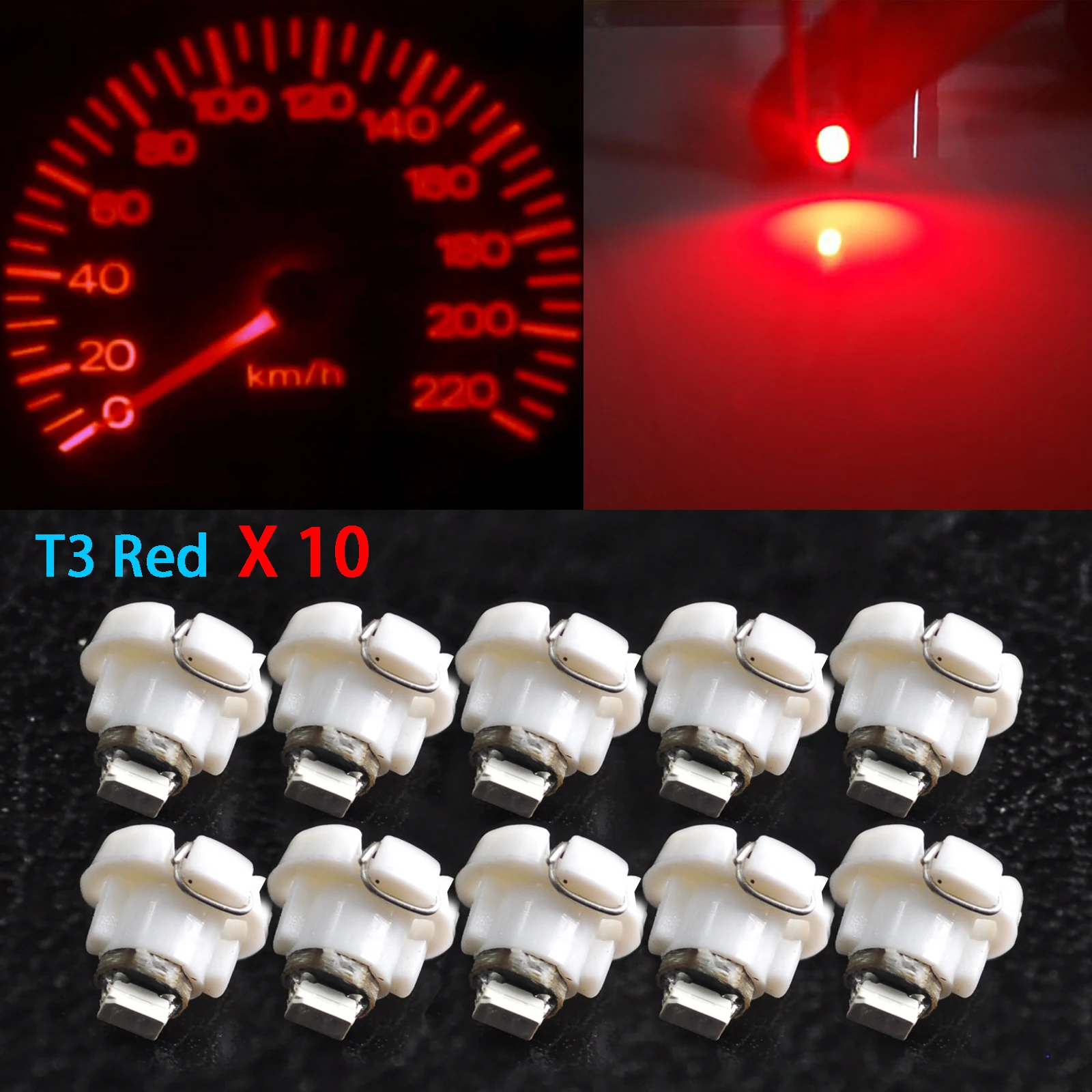 

Hot 10pcs T4/T4.2 Neo Wedge LED Bulb Cluster Instrument Dash Climate Base Lights BX