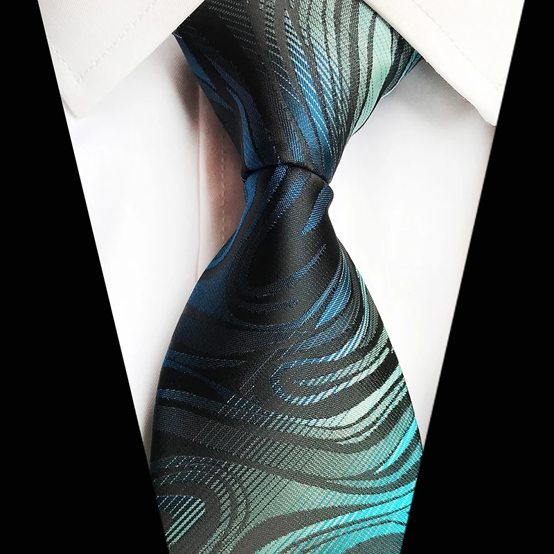 

New Classic Silk Men Neck Ties 8cm Green Blue Gray Luxury Ties for Men Formal Wear Business Suit Wedding Party Neckties Gravatas