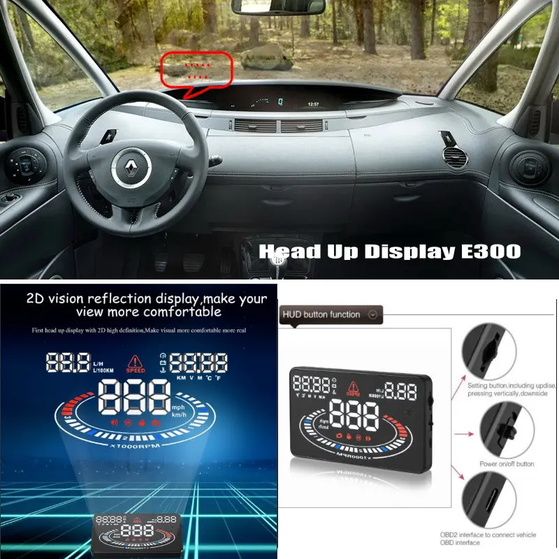 For Renault Espace 4 IV 2002-2014 Auto Head Up Display HUD Car Electronic Accessories Safe Driving Screen Plug And Play