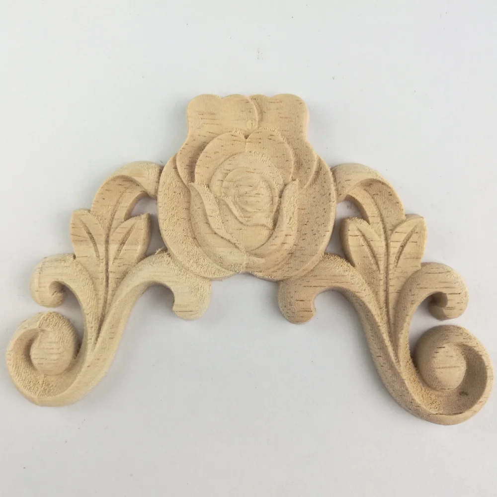 

European Wood Carving Flower Applique Home Decor Decoration Accessories Furniture Door Piece Craft Figurine Ornaments