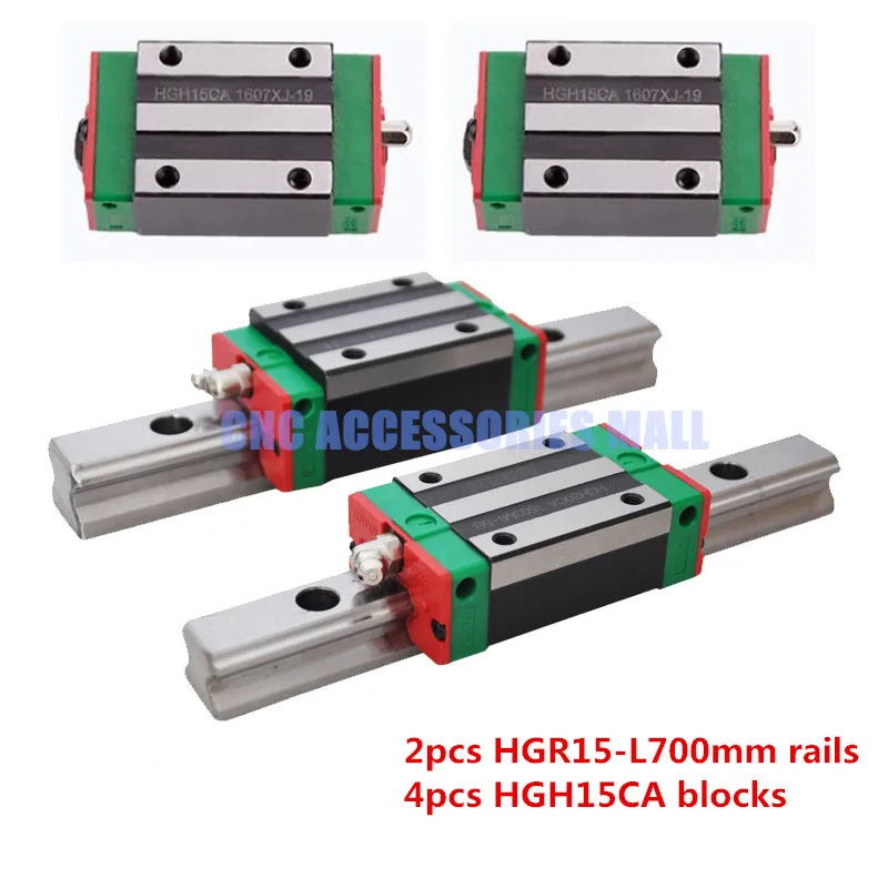 2 шт. HIWIN Линейная направляющая HGR15 L 700 мм + 4 HGH15CA Каретный блок|linear guide rail|hiwin linear