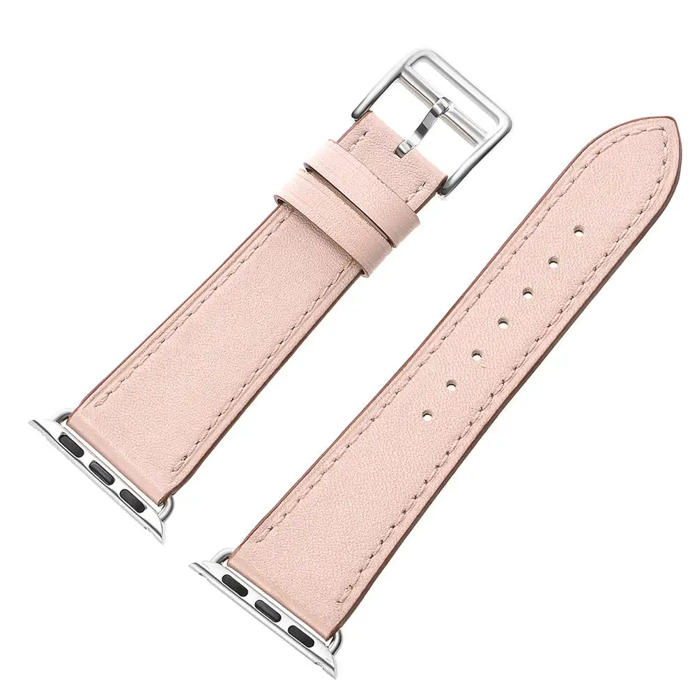 Элегантный розовый мятный зеленый один тур ремешок для Apple Watch Band из натуральной кожи серии 1 2 3 4 38 мм 40 мм 42 мм 44 мм браслет ремешок - Цвет ремешка: Pink