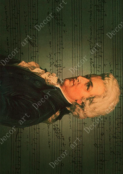 Картина на холсте Wolfgang Amadeus Mozart с изображением музыканта винтажные настенные