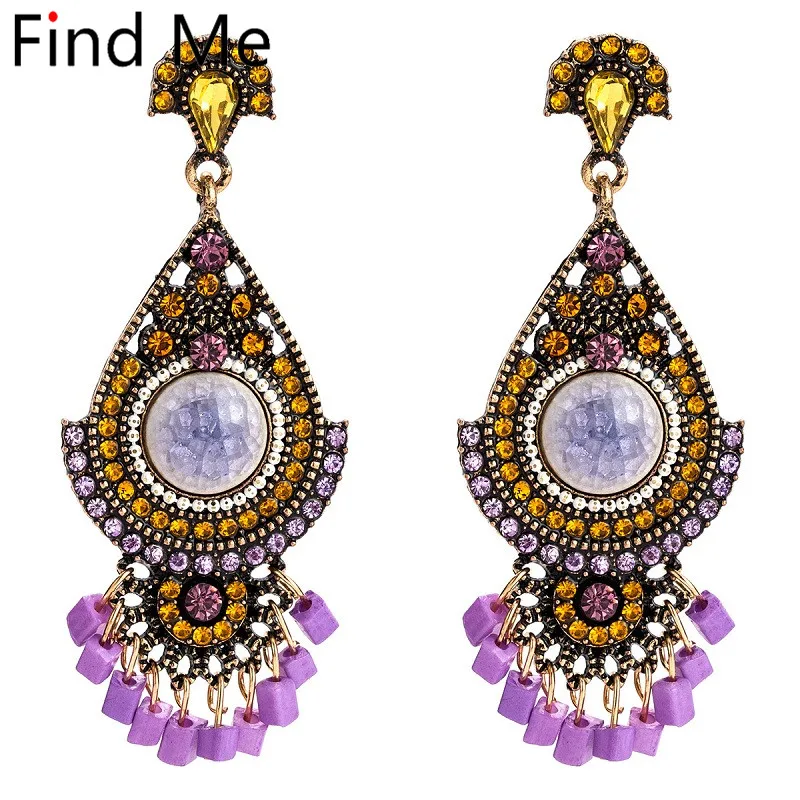 Find Me 2019 брендовые Модные Винтажные Большие Серьги с драгоценными камнями длинные