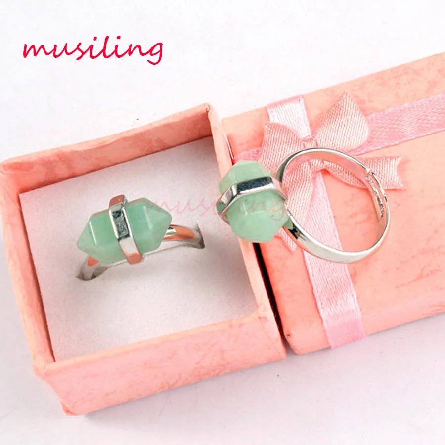 1 шт. женское шестигранное регулируемое кольцо с кристаллом оникса|adjustable rings for