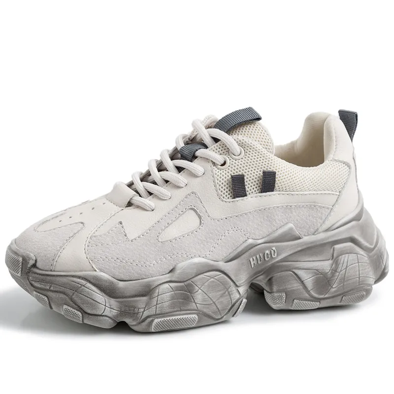 beige Buonoscarpe/Новинка; кроссовки из натуральной кожи на платформе; большие размеры 35-42; потертые кроссовки; женская обувь для баскетбола Femme - Цвет: beige