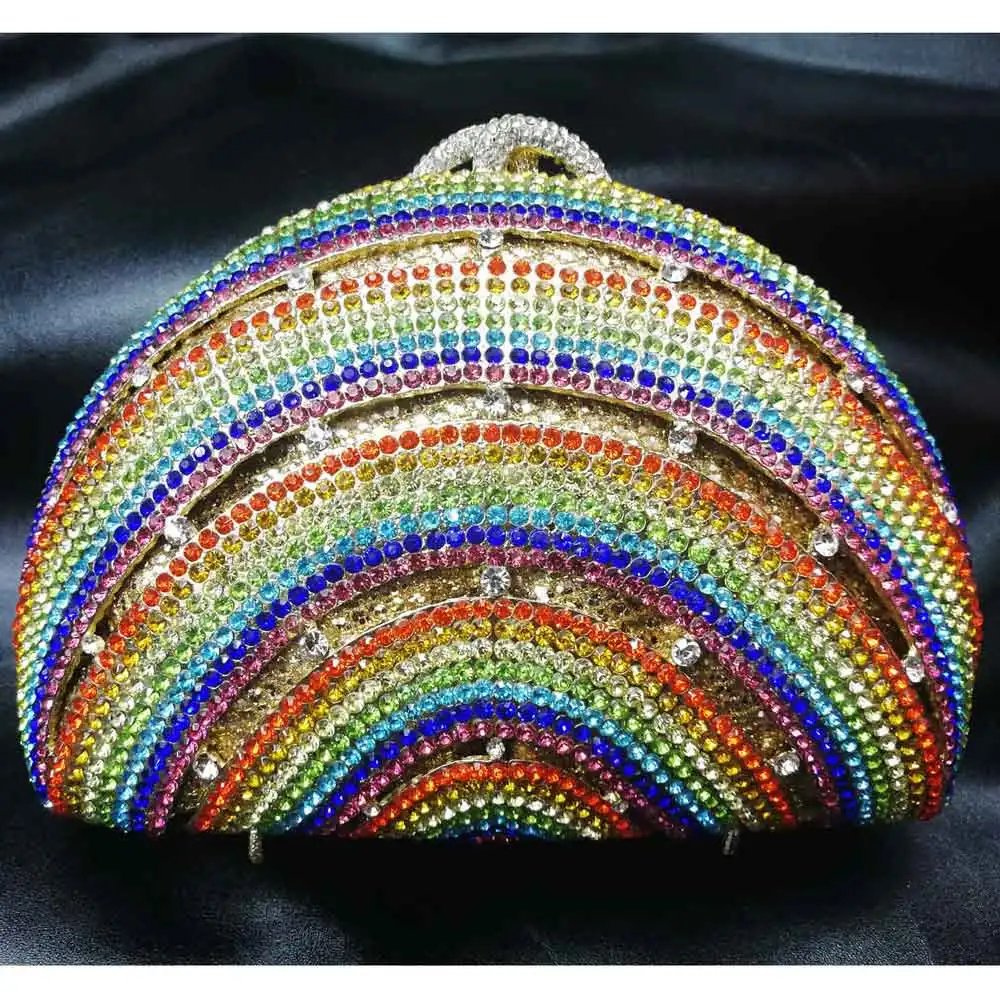 A Shell Designer rainbow Crystal Evening Bags Party Purse Wedding Clutch Bags Female Handbags SC989 - Цвет: A