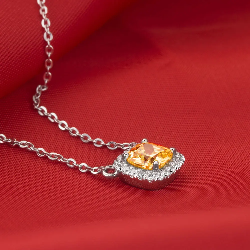 2Ct Золотая подушка с синтетическими бриллиантами кулон ожерелье заявление