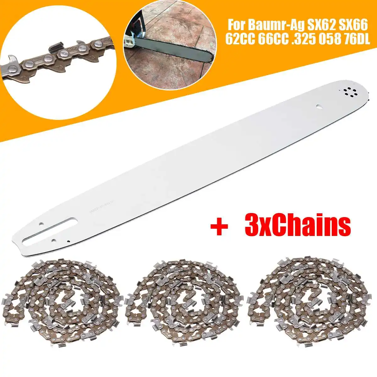 2" Направляющая штанга и 325 058 76DL цепи для Baumr-Ag SX62 SX66 62CC 66CC цепная пила аксессуары