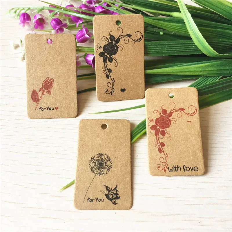 Подвесные этикетки из крафт-бумаги особенно для вас с рисунком одуванчика и розы