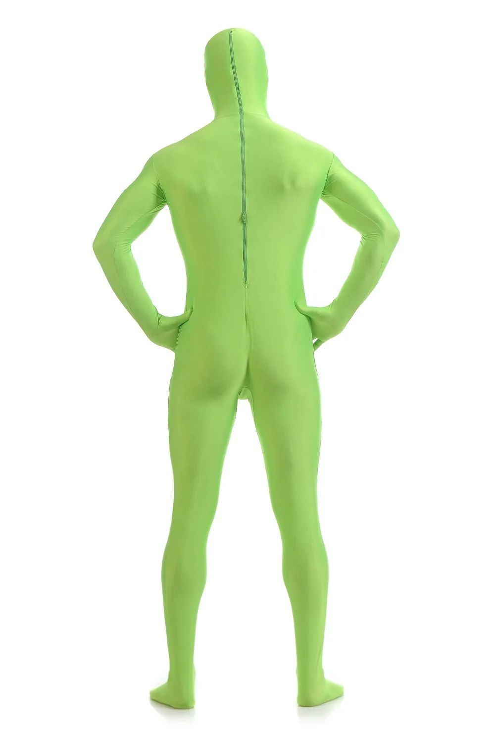 Флуоресцентный зеленый Zentai открытое лицо фотография косплей Хэллоуин вторая