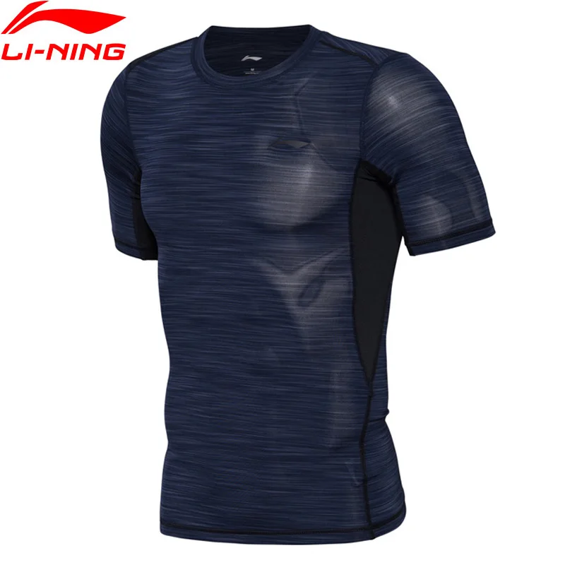 Li Ning Мужская футболка для профессиональной тренировки облегающая 88% полиэфир 12%