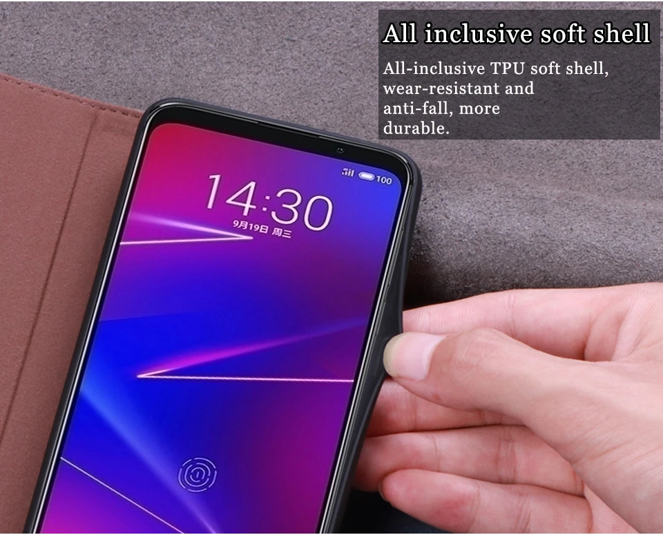 Роскошный кожаный флип чехол RYKKZ для Meizu 16 X подставка мобильного телефона 16X 16th Plus