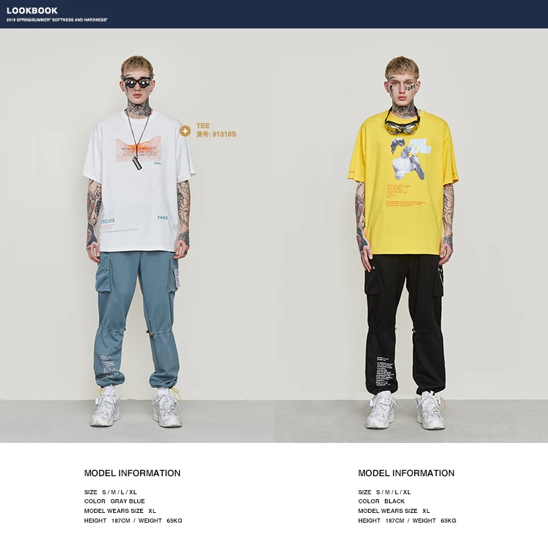 INFLATION, Осень-зима, Мужские штаны, свободная ветровка, брюки в стиле хип-хоп, Мужская эластичная резинка на талии, несколько карманов, 9357S