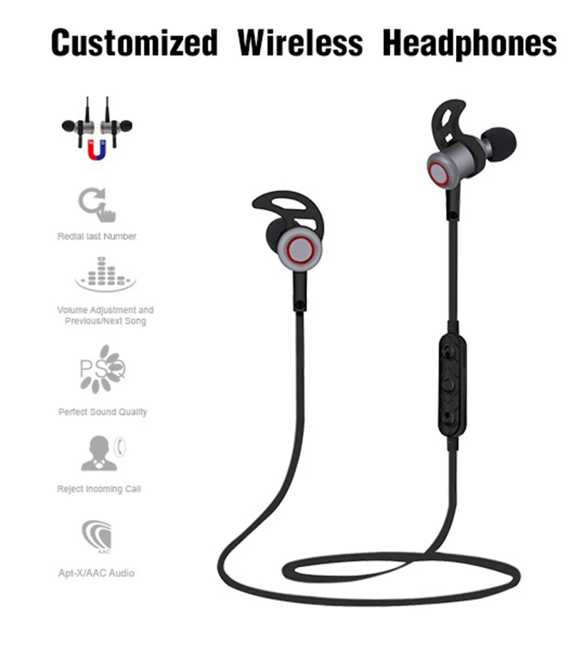 Магнитные беспроводные наушники Bluetooth спортивные стереонаушники