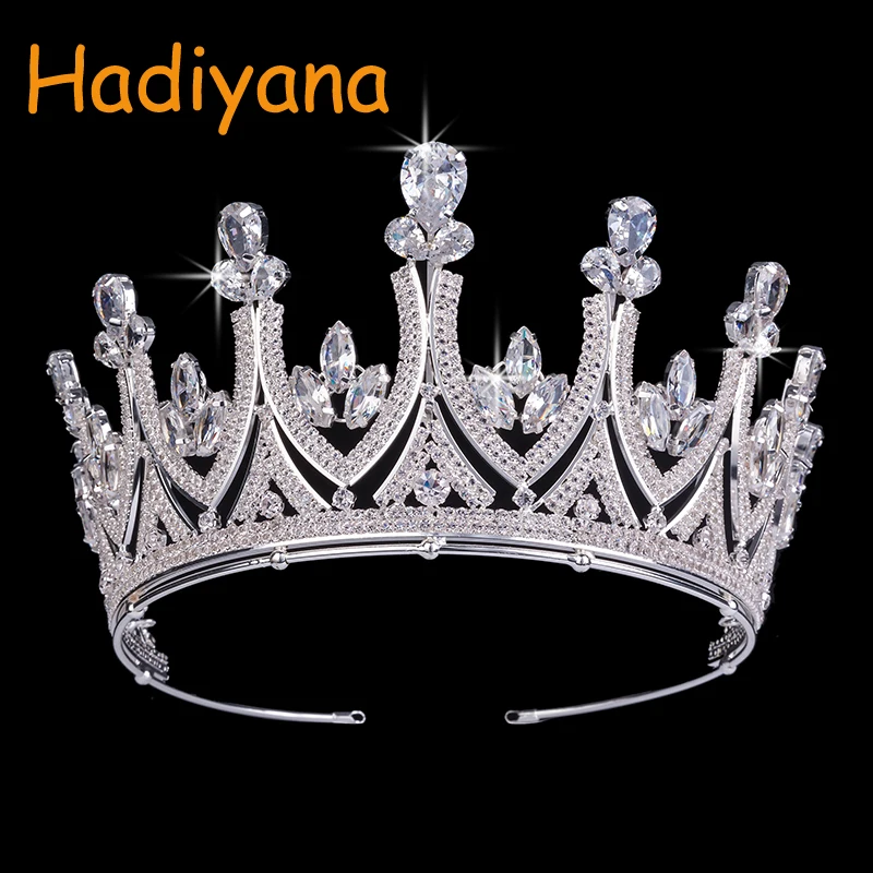 Hadiyana новинка свадебные диадемы для волос медный браслет с кристаллами циркония