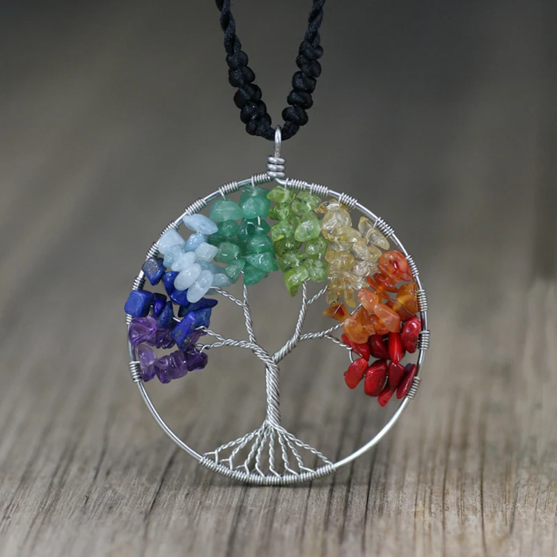 2019 модная новинка 7 Чакра проволочная обернутая мудростью Радуга аметис