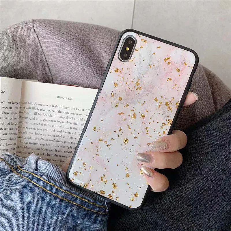Luxury Gold Foil Bling Marble Phone Case For iPhone X XS Max XR Soft TPU Cover 7 8 6 6s Plus Glitter Silicone |