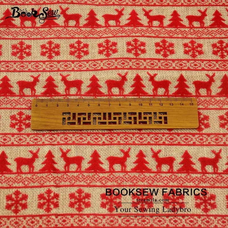 Booksew Лен Ткань жира четверти метра 50x145 см Новогодние товары Стиль Вышивание DIY для