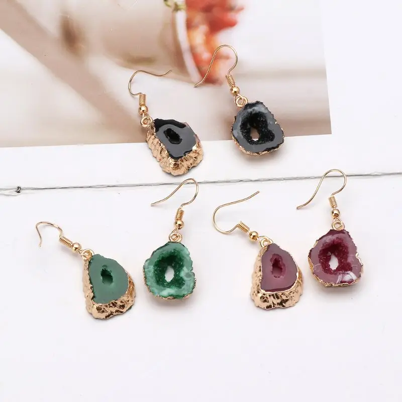 Женские Висячие серьги JAVRICK из смолы с кристаллами Geode|Серьги-подвески| |
