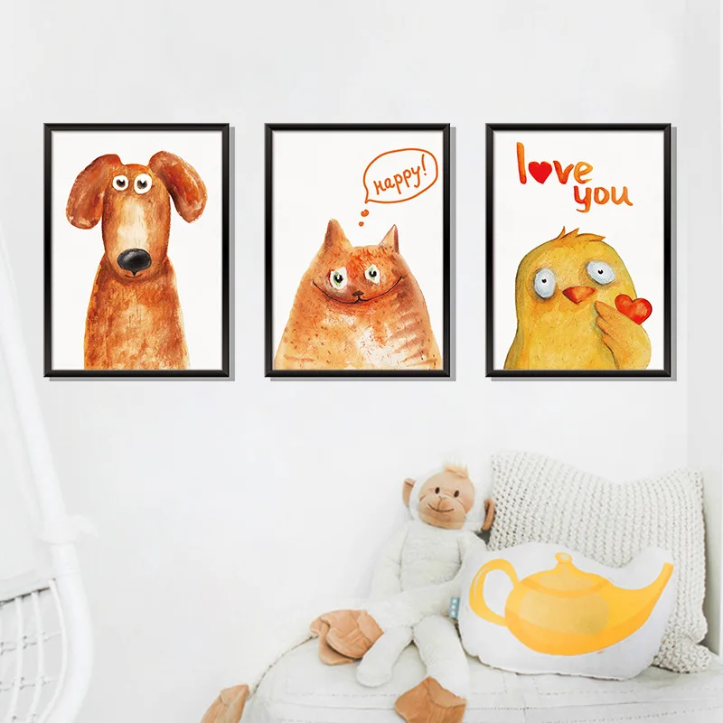 Cute Animals Photo Frame Vinyl Wall Stickers Kindergarten Kids room Decor Removable Cat Dog Chick Decals Art Murals dc18 | Дом и сад