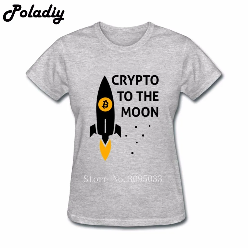 Персонализированные крипто к Луне ракета Биткойн женский подарок футболка