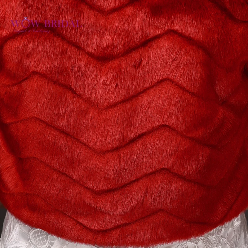 

Wowbridal 2021 Royal Red Wedding Jacket Submissive Faux Fur Artificial Mink Gird Shawl Bridal Coat Accessories