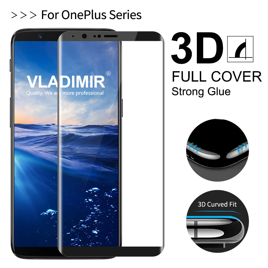Vladimir 9H 3D изогнутая полная защита экрана закаленное стекло чехол для Oneplus 5