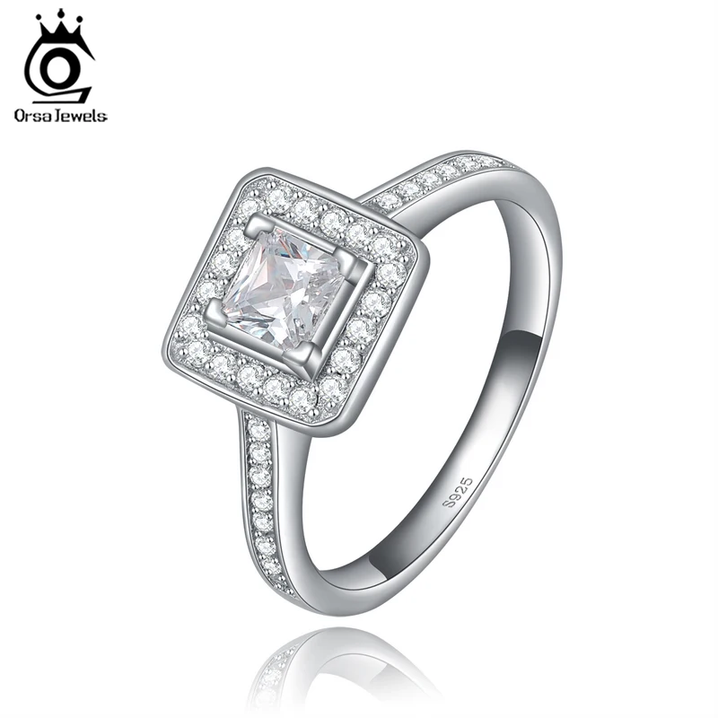ORSA JEWELS, роскошное обручальное кольцо принцессы, 0.5ct, CZ, модное ювелирное изделие, серебряный цвет, обручальные кольца для женщин OR41