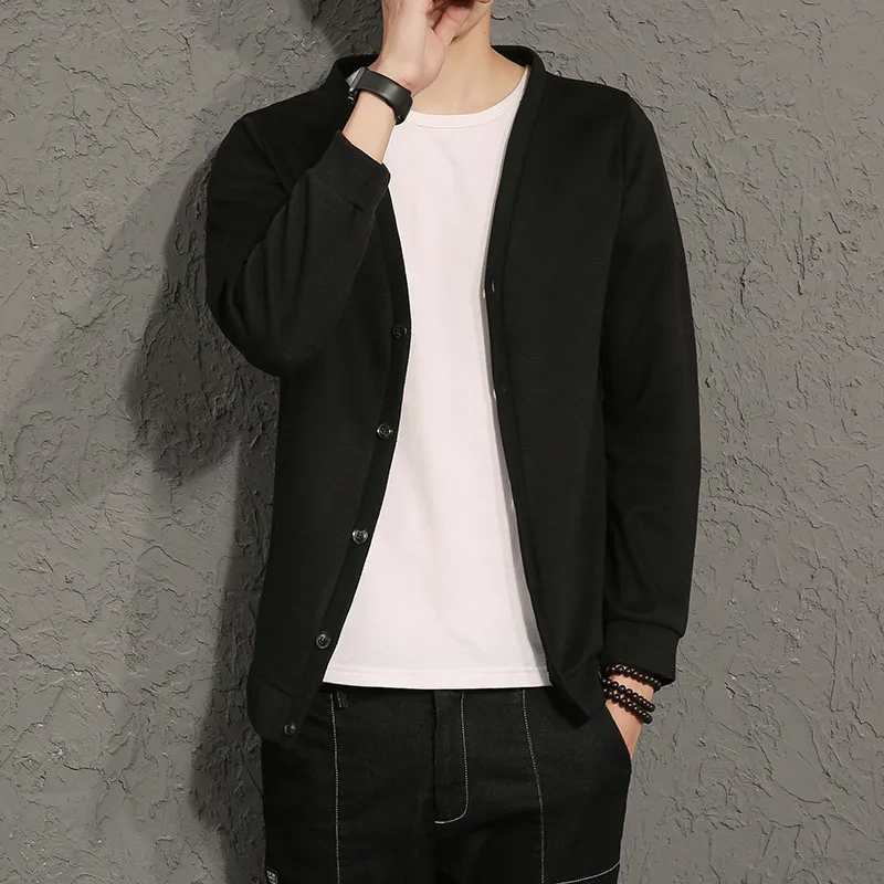 Корейский стиль тонкий мужской вязаный кардиган Свитера 2018 v образный вырез