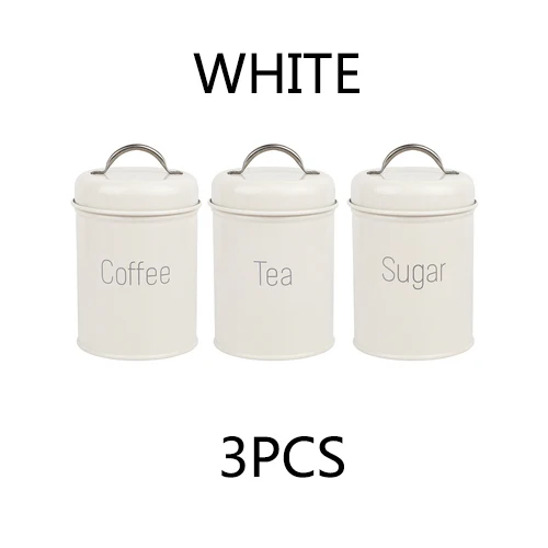 3PCS-WHITE Крышка бака для хранения стальная кухонная утварь многофункциональная квадратная коробка Герметичные банки кофейники для конфет и чая в зернах молоко порошок банки - Цвет: 3PCS-WHITE