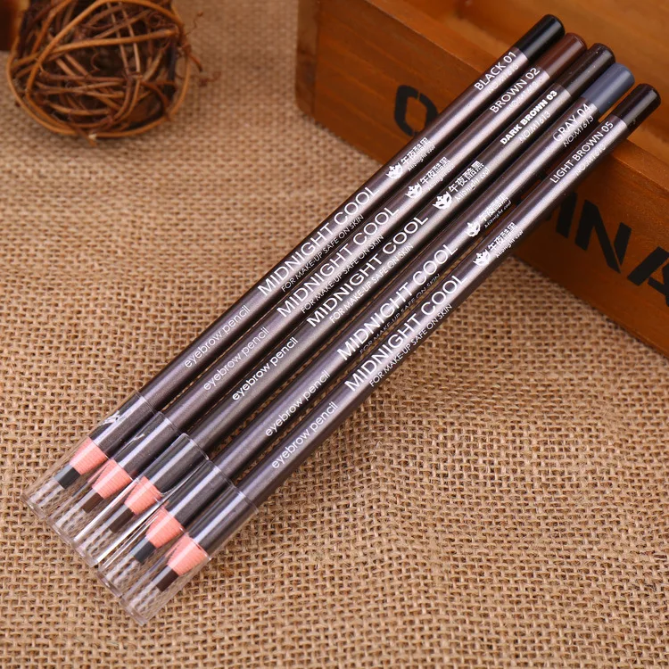 5 цветов водостойкие косметические карандаши для бровей темно серый черный