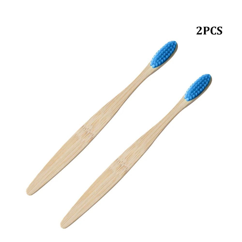 2pcs blue 1 шт. экологическая зубная щетка с бамбуковым углем для здоровья полости рта, мягкая щетина, деревянная ручка, зубная щетка, отбеливающая Радужная зубная щетка - Цвет: 2pcs blue