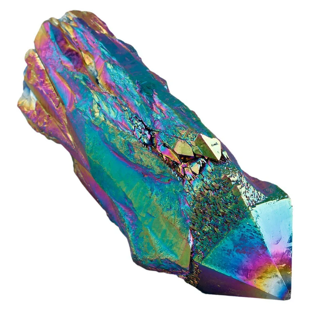 

Rainbow Titanium Coated Crystal Point Stick Bar Raw Quartz Geode Druzy Cluster Gemstone 2"-3"-1pc
