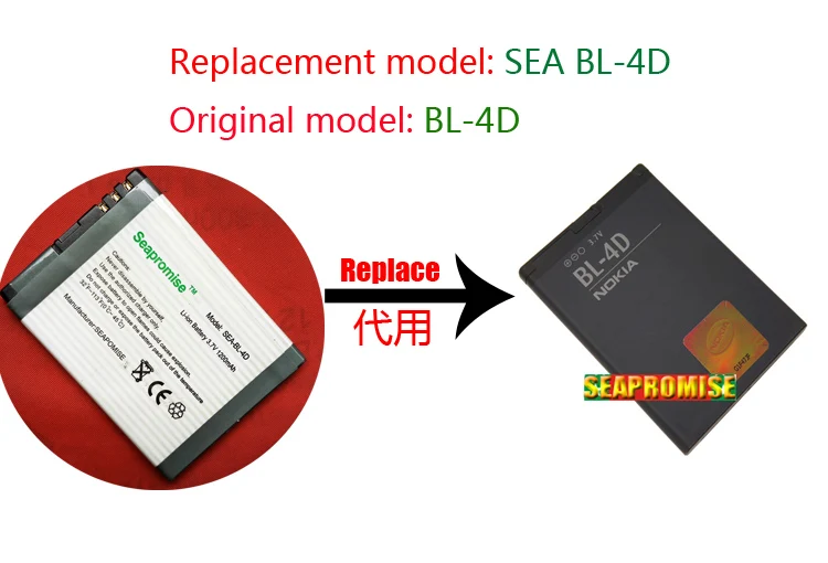 Аккумулятор SEAPROMISE для Nokia E5 BL 4D BL4D 00 E7 N8 N97 Mini T7.|bl 4d|n97 minibl-4d battery |
