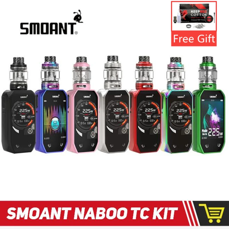 Оригинальный 225 Вт Smoant Набу TC комплект с Tank 4 мл/2 мл выход без 18650 батарея Vape поле Mod