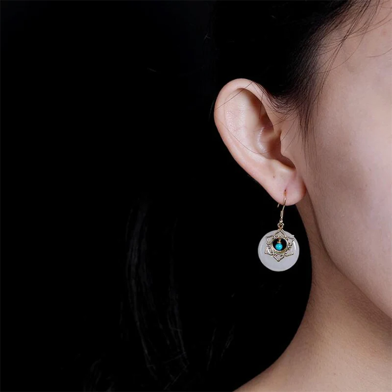 Женские серьги-подвески с бахромой серебряные Винтажные серьги цвета бирюзы и