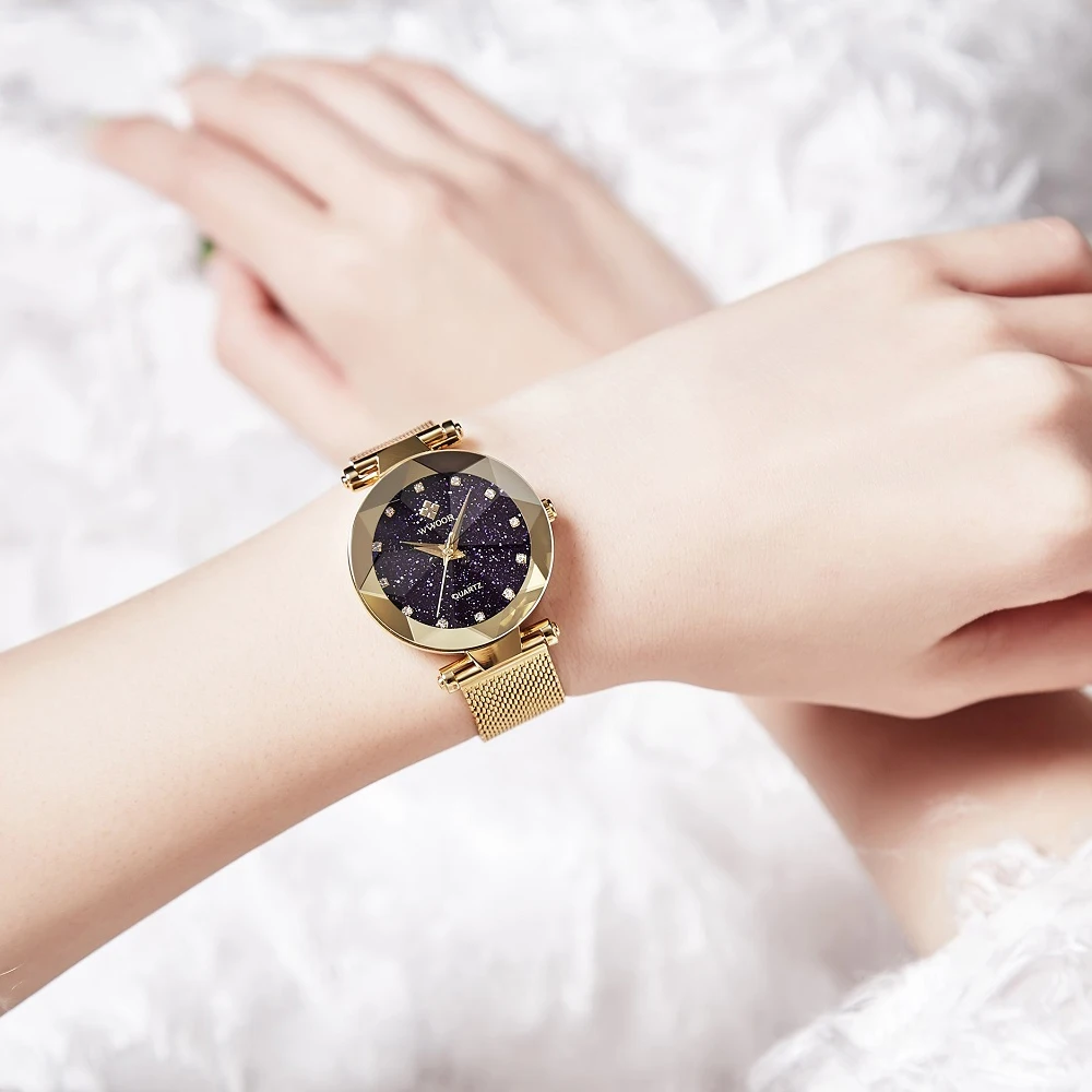 Модные Золотые женские часы ультра тонкие кварцевые со стразами Montre Femme 2019