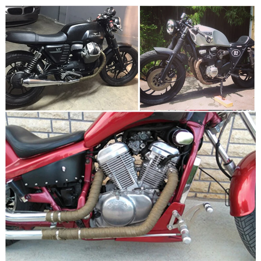 

Sclmotos-5 10 15M Motorcycle Fiberglass Heat Shield Tape with Stainless Ties Wrap Resistant Downpipe for Motorcycle Exhaust Car